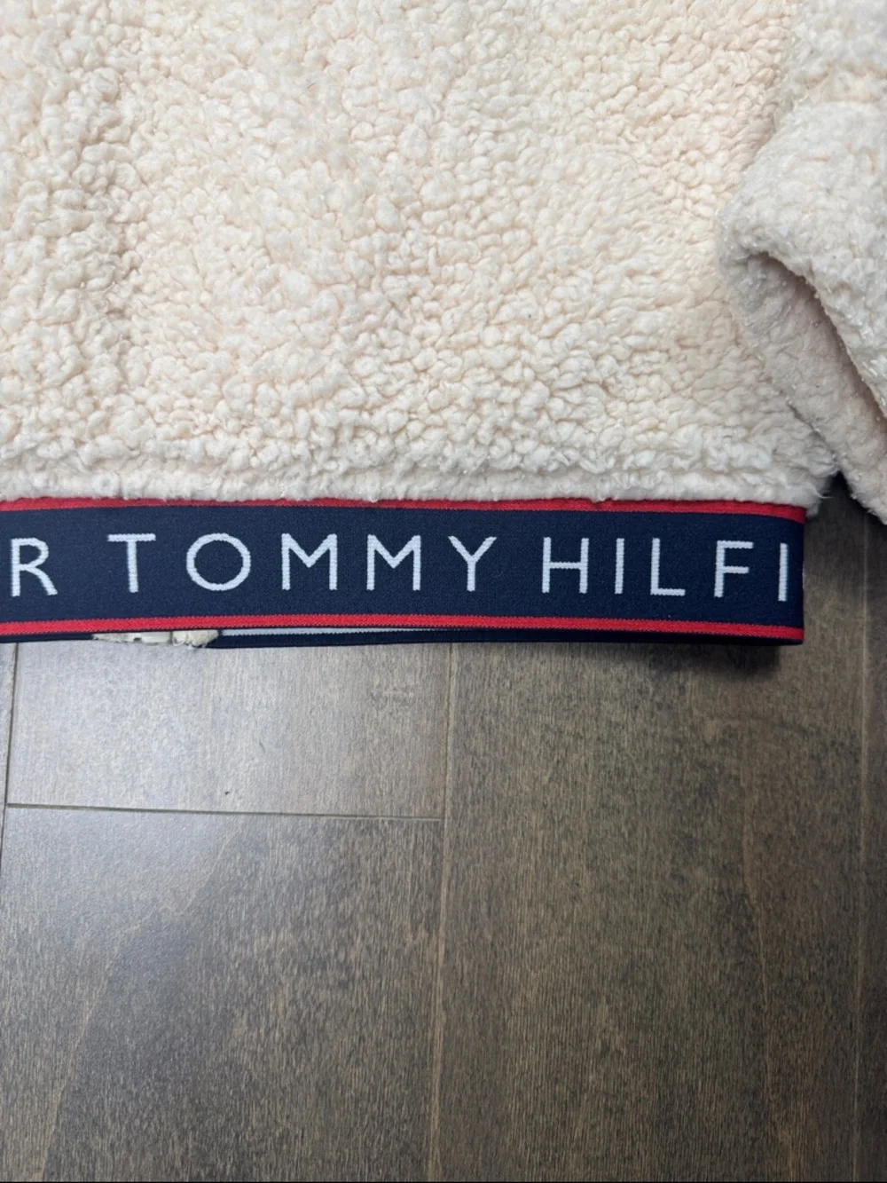 Tommy Hilfiger Girls Sherpa Fleece Hoodie Cream Full Zip Jacket Size M